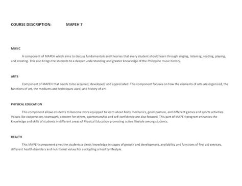 COURSE DESCRIPTION MAPEH .